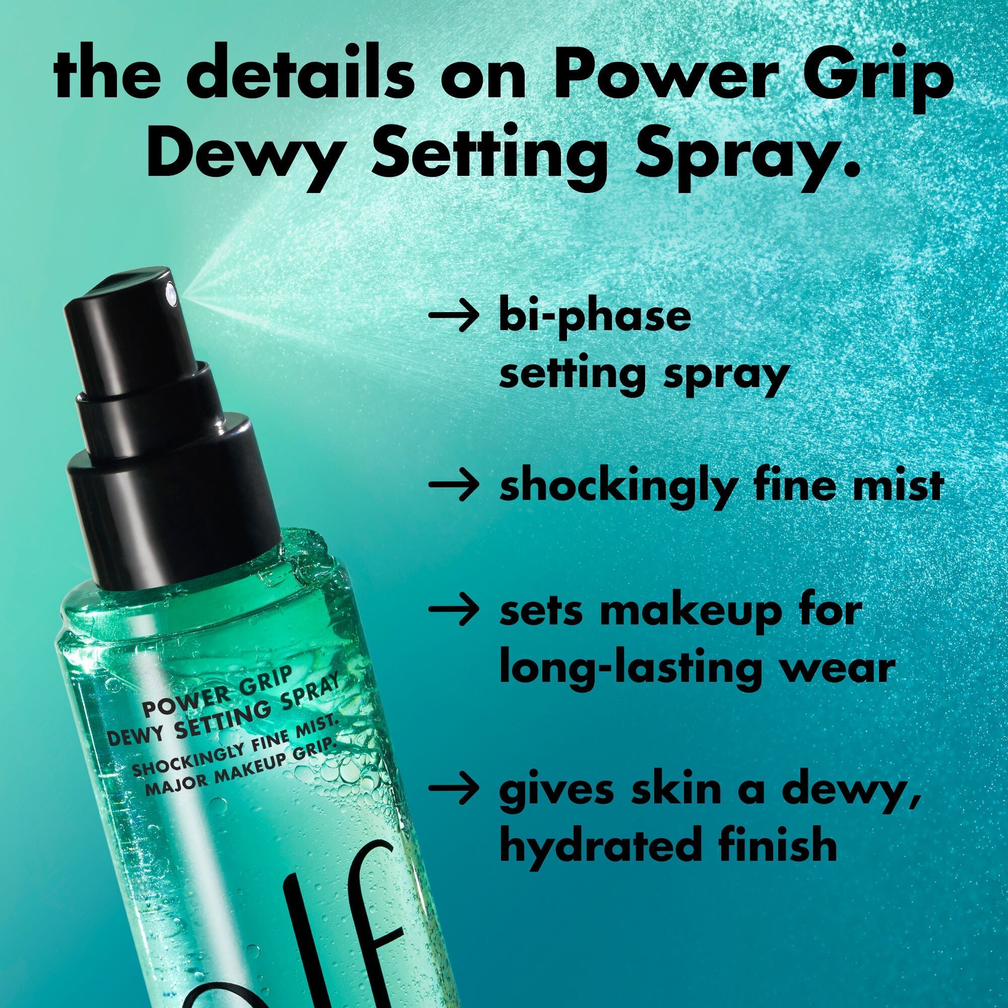 The details about Power Grip Dewy Setting Spray - Sets Your Makeup For Long-Lasting Wear