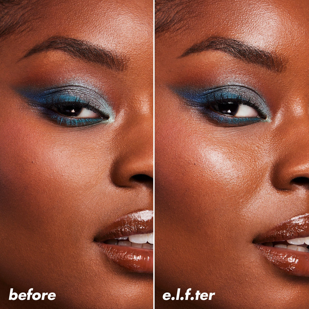 Before and After Applying Power Grip Dewy Setting Spray