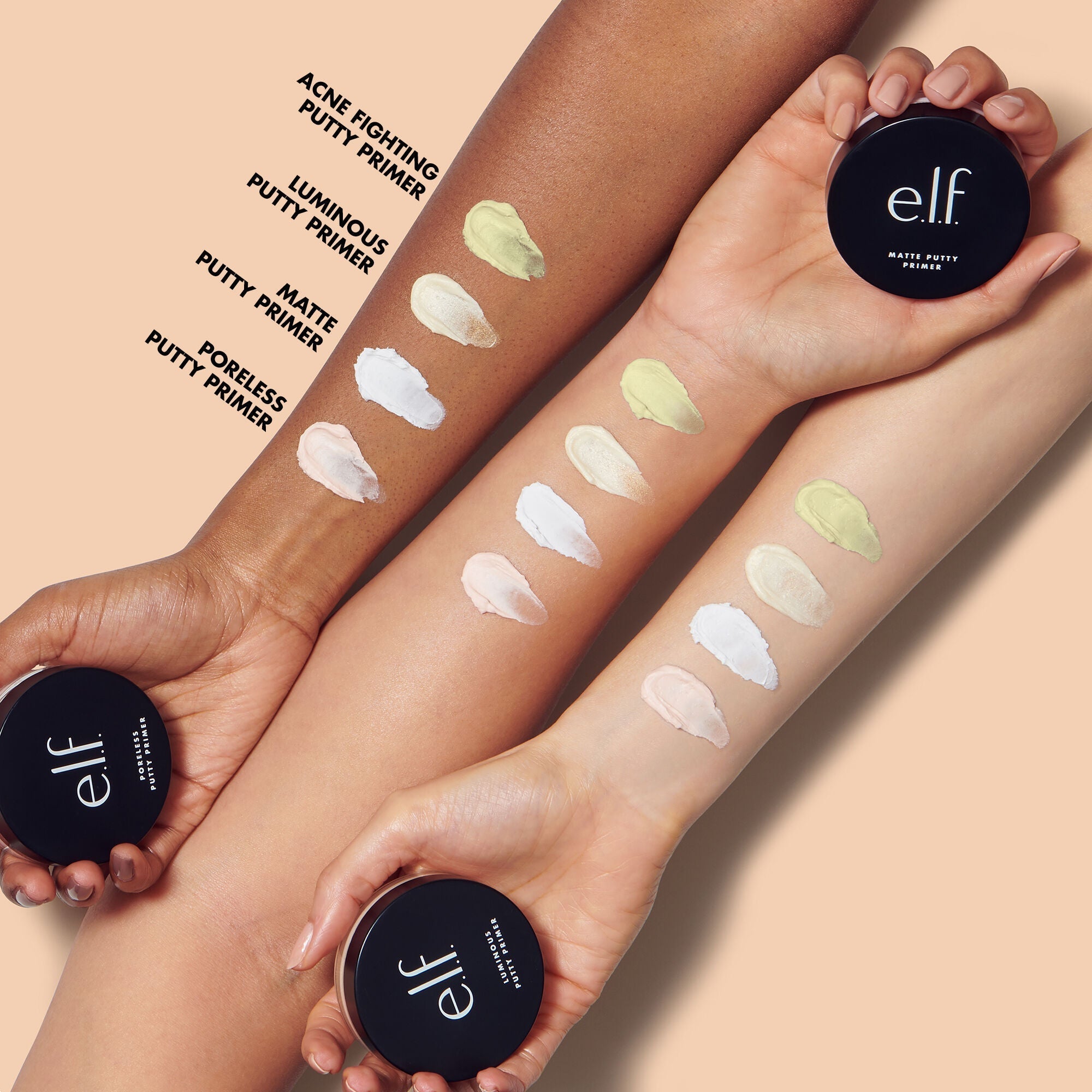 Putty Primer Chart Shown on Different Skin Tones