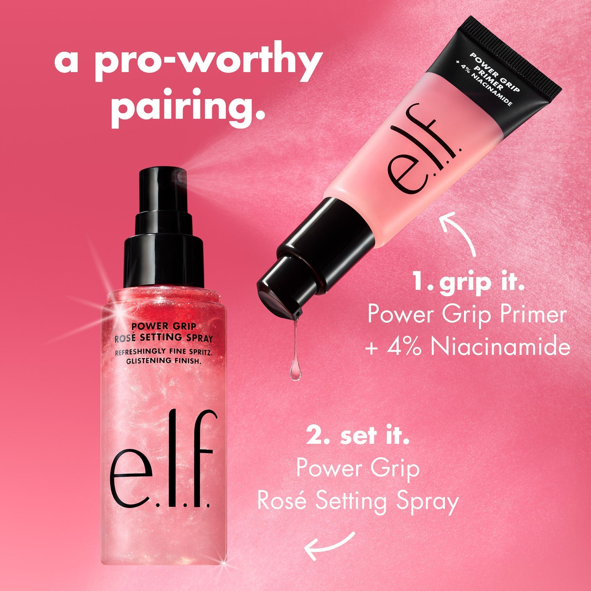 Pair Power Grip Rosé Setting Spray with Power Grip Primer +4% Niacinamide