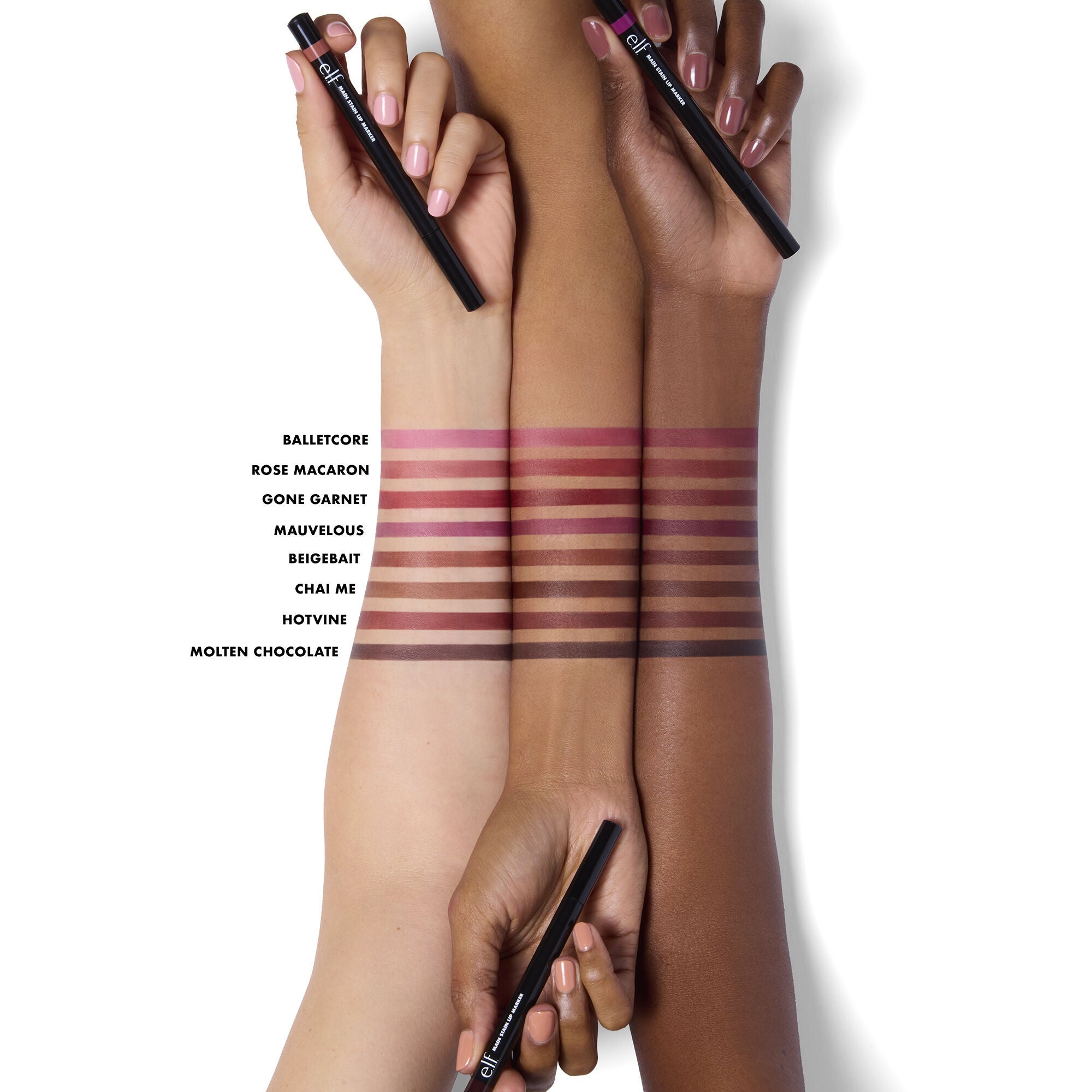 Main Stain Lip Marker Shades Arm Swatches